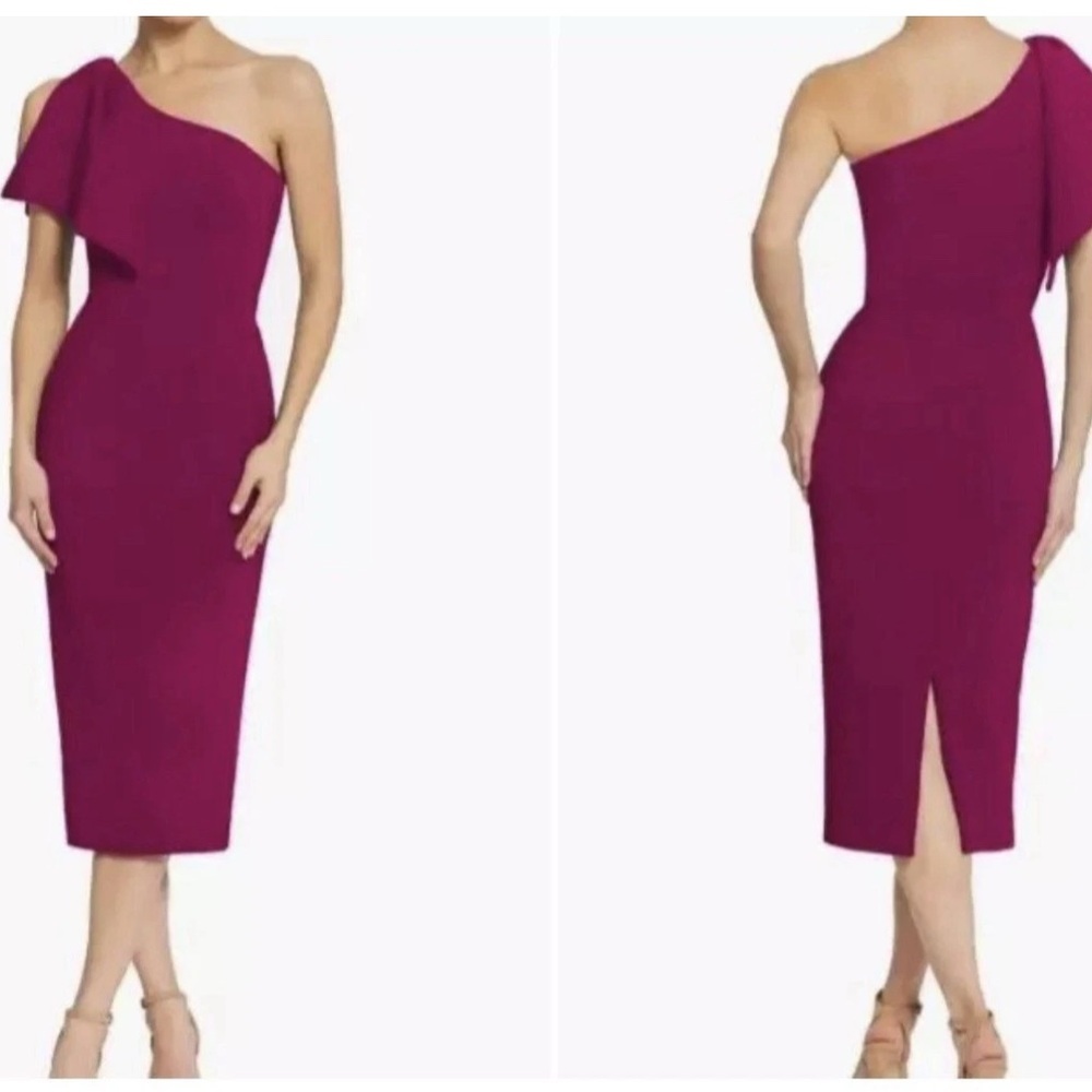 Dress the Population One-Shoulder Magenta Midi Dress